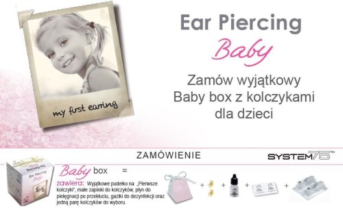 Kolczyki STUDEX System75 Baby Box Stokrotka srebrna z różą i kryształem górskim