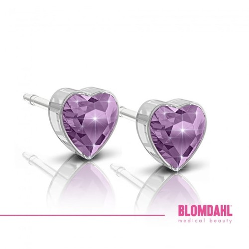 Kolczyki hipoalergiczne Heart Light Amethyst 6 mm Blomdahl plastik medyczny