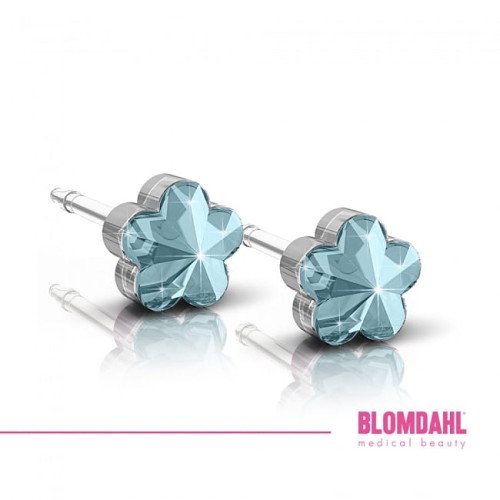 Kolczyki hipoalergiczne Flower Aquamarine 6 mm Blomdahl plastik medyczny