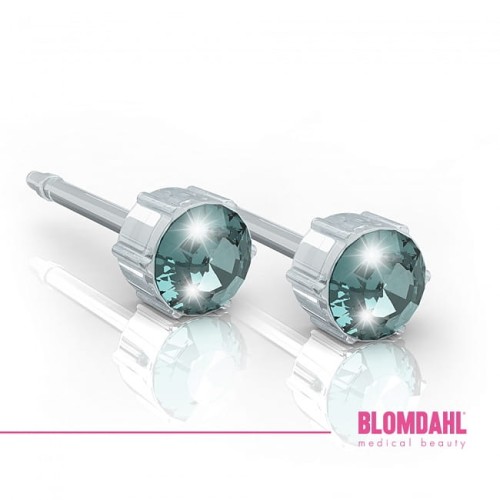 Kolczyki hipoalergiczne Aquamarine 4 mm Blomdahl plastik medyczny