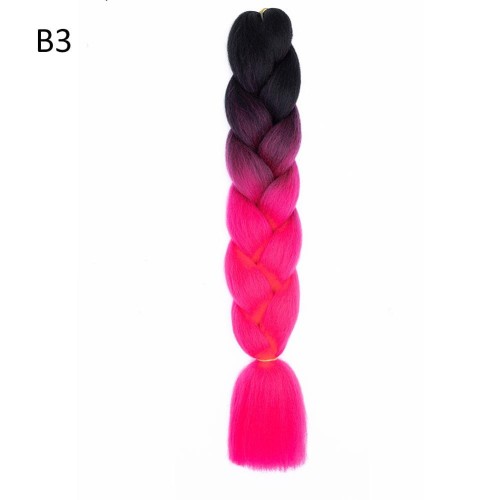 Włosy syntetyczne do warkoczyków B3 Czarny - Neonowy róż 120 cm 100 g