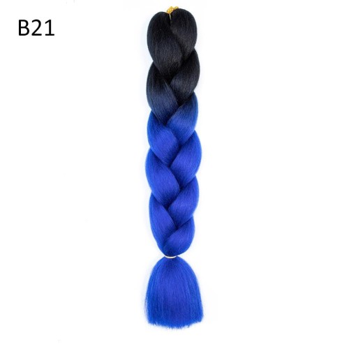 Włosy syntetyczne do warkoczyków B21 Czarny - Niebieski 120 cm 100 g