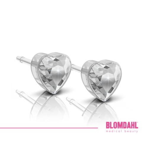 Kolczyki hipoalergiczne Heart Crystal 6 mm Blomdahl plastik medyczny