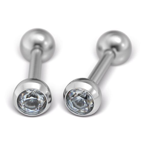 Kolczyki Studex System75 sztanga srebrna z brylantem 4 mm