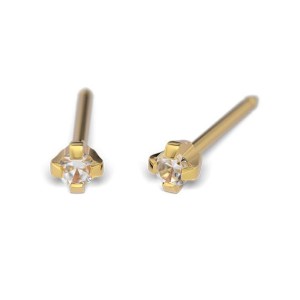 Kolczyki Studex System75 Cubic Zirconia w pazurkach złotych 2 mm - 108