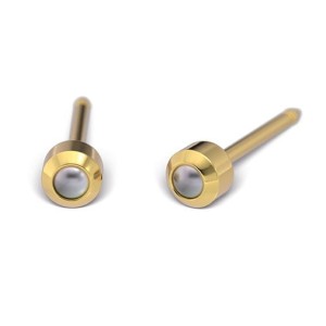 Kolczyki Studex System75 Perła w oprawie pełnej złotej 3 mm - 144