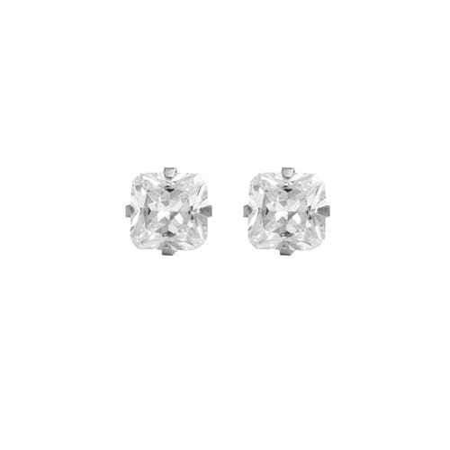Kolczyki Studex System75 Cubic Zirconia w pazurkach srebrnych Princess Cut