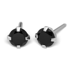 Kolczyki Studex System75 Czarna Cubic Zirconia w pazurkach srebrnych 4 mm - 114