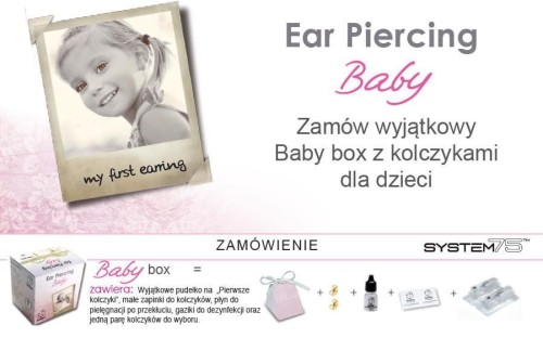 Kolczyki STUDEX System75 Baby Box Stokrotka złota z brylantem i rubinami