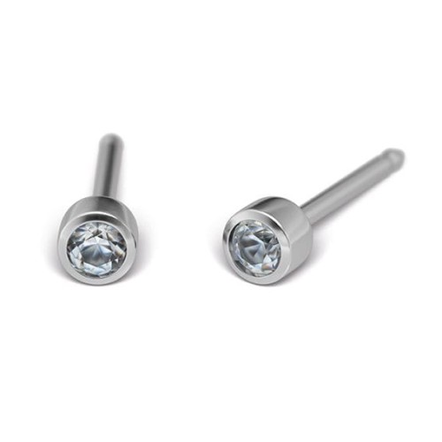 Studex Sensitive Kolczyki Hipoalergiczne Brylant w oprawie pełnej srebrnej 3 mm - S404WSTX