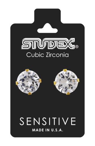 Studex Sensitive Kolczyki hipoalergiczne Cyrrkonia w pazurkach złotych 2 mm