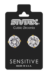 Studex Sensitive Kolczyki hipoalergiczne Cyrkonia w pazurkach złotych 4 mm
