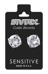 Studex Sensitive Kolczyki hipoalergiczne Cyrkonia w pazurkach srebrnych 6 mm