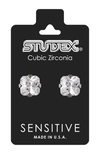 Studex Sensitive Kolczyki hipoalergiczne Cyrkonia w pazurkach srebrnych 4x4 mm