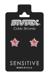 Studex Sensitive kolczyki hipoalergiczne Cyrkon gwiaździsty różowy w pazurkach srebrnych 5 mm