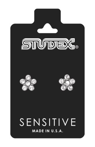 Studex Sensitive Kolczyki hipoalergiczne srebrne Stokrotka Crystal  5 mm(1154)