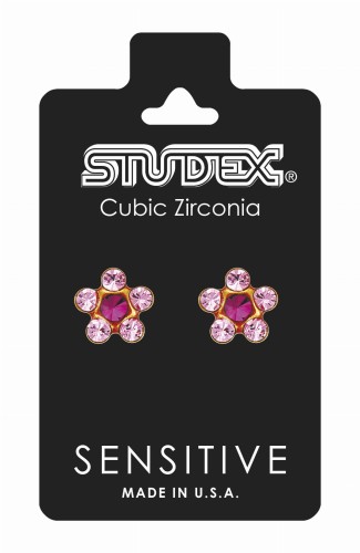 Studex Sensitive Kolczyki hipoalergiczne srebrne Stokrotka Crystal  5 mm - S6023STX