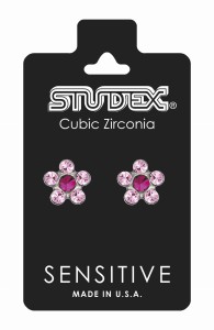 Studex Sensitive kolczyki hipoalergiczne srebrne Stokrotka Light Rose 5 mm