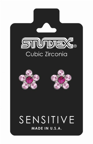 Studex Sensitive Kolczyki hipoalergiczne srebrne Stokrotka Light Rose 5 mm - S6023WSTX