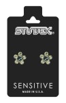Studex Sensitive kolczyki hipoalergiczne srebrne Stokrotka z emeraldem i peridotami 5 mm