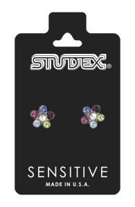 Studex Sensitive Kolczyki hipoalergiczne srebrne Stokrotka Rainbow 5 mm