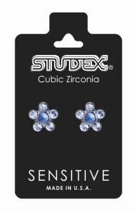 Studex Sensitive kolczyki hipoalergiczne srebrne Stokrotka z szafirami 5 mm