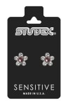 Studex Sensitive kolczyki hipoalergiczne srebrne Stokrotka z różą i cyrkoniami 5 mm