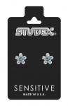 Studex Sensitive kolczyki hipoalergiczne srebrne Stokrotka z akwamarynem i kryształami górskimi 5 mm