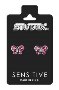 Studex Sensitive Kolczyki hipoalergiczne srebrne Motylek różowy 7 mm(1350)
