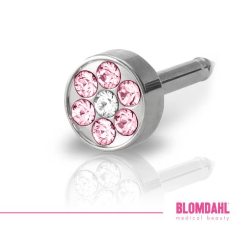 BLOMDAHL kolczyk przekłuciowy Brilliance Plenary 5 mm Light Rose/Crystal