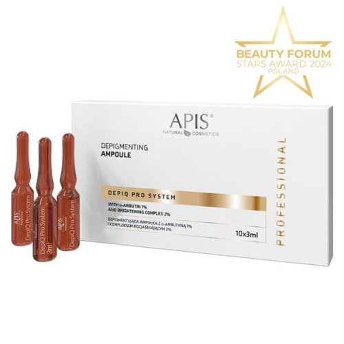 APIS Depiq Pro System Depigmentujące ampułki z α-arbutyną 1% i kompleksem rozjaśniającym 2% 10x3ml