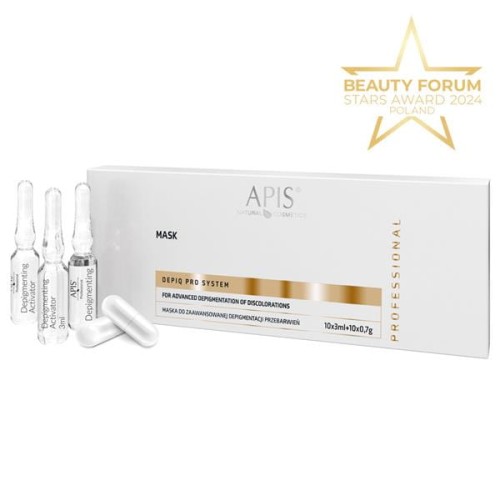 APIS Depiq Pro System Maska do zaawansowanej depigmentacji przebarwień 10x3ml + 10x0,7g