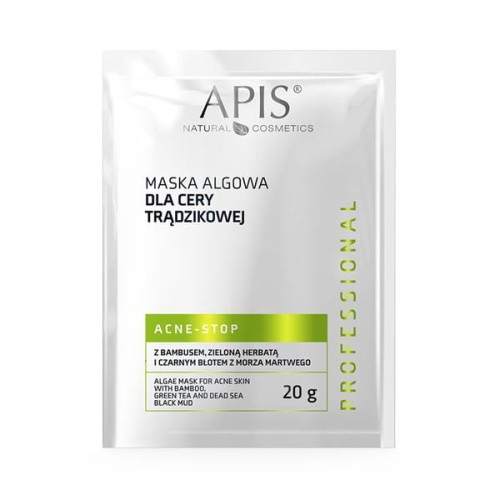 APIS Acne Sop Maska algowa dla cery trądzikowej z bambusem zieloną herbatą i czarnym błotem z Morza Martwego 20 g