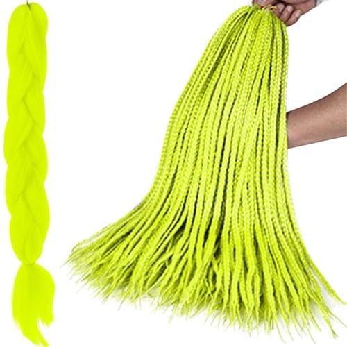 Włosy kolorowe syntetyczne do warkoczyków A21 Żółte neonowe 120 cm 100 g