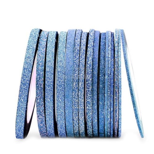 Tasiemka samporzylepna do zdobień Blue Glitter 2 mm