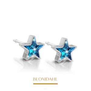 Kolczyki hipoalergiczne Star Aquamarine 6 mm Blomdahl plastik medyczny