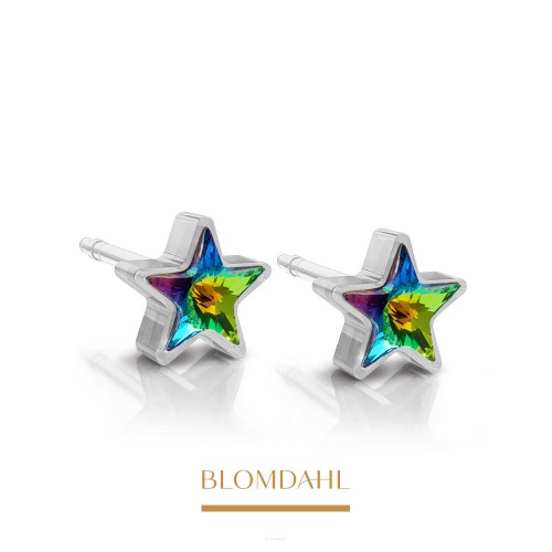 Kolczyki hipoalergiczne Star Green Shimmer 6 mm Blomdahl plastik medyczny