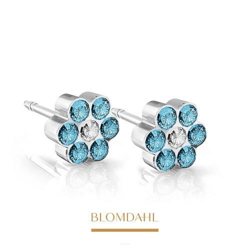 Kolczyki hipoalergiczne Daisy Aquamarine - Crystal 5 mm Blomdahl plastik medyczny