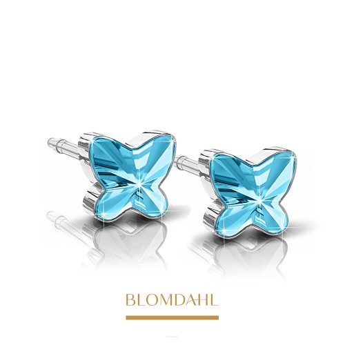 Kolczyki hipoalergiczne Butterfly Aquamarine 5 mm Blomdahl plastik medyczny