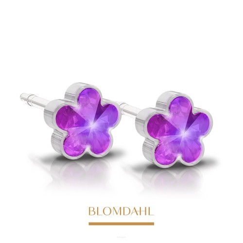 Kolczyki hipoalergiczne Flower Fuchsia 6 mm Blomdahl plastik medyczny