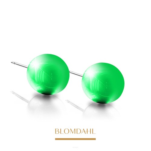 Kolczyki hipoalergiczne Pearl Electric Green 6 mm Blomdahl Czysty tytan medyczny