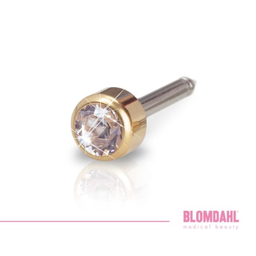 BLOMDAHL kolczyk przekłuciowy Mini Bezel Crystal Gold 3 mm - 12-1302-01