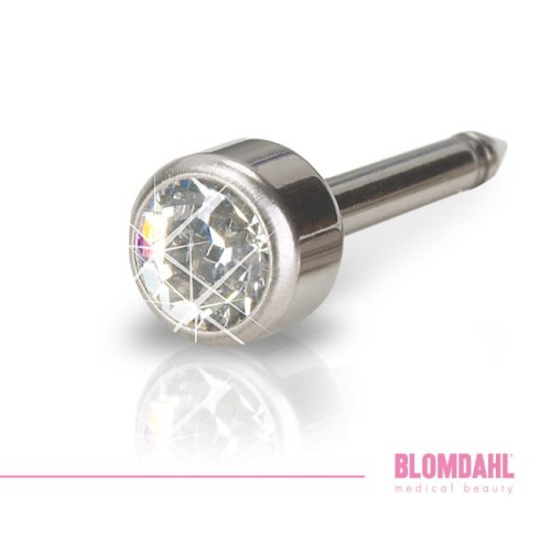 Blomdahl Naturalny tytan medyczny Kolczyki przekłuciowe Bezel Crystal 4 mm